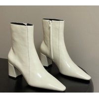 Grade Saint Laurent Rainer Heel Ankle Boots 7.5cm in Shiny Leather White 1028106