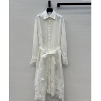 Good Quality Ermanno Scervino Cotton Lace Shirt Dress ES122603 White 2025
