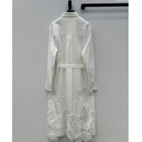 Good Quality Ermanno Scervino Cotton Lace Shirt Dress ES122603 White 2025