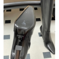 Most Popular Saint Laurent Francoise Heel High Boots 10cm in Leather Black 1028109