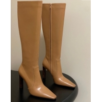 Top Grade Saint Laurent Francoise Heel High Boots 10cm in Leather Yellow 1028110