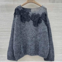 Discount Ermanno Scervino Lace Charm Sweater ES122604 Grey 2025