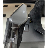 Classic Hot Saint Laurent Jill Heel Ankle Boots 7.5cm in Suede Black 1028115