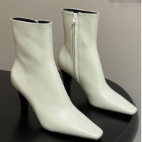 Hot Style Saint Laurent Jill Heel Ankle Boots 7.5cm in Calf Leather White 1028113