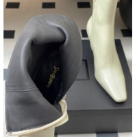 Hot Style Saint Laurent Jill Heel Ankle Boots 7.5cm in Calf Leather White 1028113