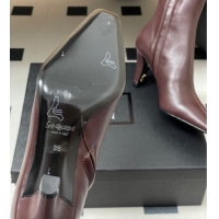 Sophisticated Saint Laurent Jill Heel Ankle Boots 7.5cm in Calf Leather Dark Brown 1028114