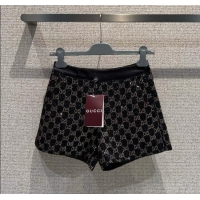 Unique Discount Gucci GG Strass Mini Shorts GG122605 Black/Gold 2025