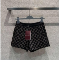 Unique Discount Gucci GG Strass Mini Shorts GG122605 Black/Gold 2025