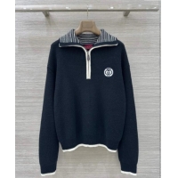 ​Big Discount Gucci Knit Wool Polo Sweater G6045 Black 2025