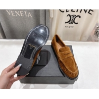 Popular Style Saint Laurent Le Loafers Penny Slippers in Suede Light Brown 1028128