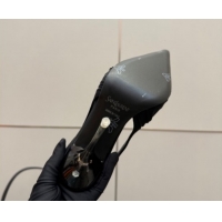 Durable Saint Laurent Deroche Heel Slingbacks Pump 10.5cm in Mesh and Satin Black YSL121201 1212061