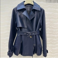 Big Discount Loewe Lambskin Leather Jacket LW122605 Blue 2025