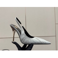 Trendy Design Saint Laurent Deroche Heel Slingbacks Pump 10.5cm in Mesh and Satin Grey YSL121201 1212062