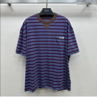 Grade Design Prada Cotton Striped T-Shirt PR122610 Purple 2025