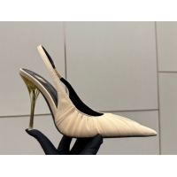 Low Price Saint Laurent Deroche Heel Slingbacks Pump 10.5cm in Mesh and Satin Nude YSL121201 1212063