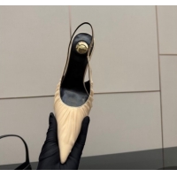 Low Price Saint Laurent Deroche Heel Slingbacks Pump 10.5cm in Mesh and Satin Nude YSL121201 1212063