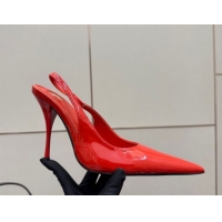 Unique Style Saint Laurent Deroche Heel Slingbacks Pump 10.5cm in Patent Leather Bright Red YSL121201 1212065