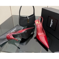 Top Grade Saint Laurent Deroche Heel Slingbacks Pump 10.5cm in Patent Leather Dark Red YSL121201 1212069