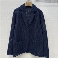 Unique Grade Brunello Cucinelli Knit Jacket BC122701 Dark Blue 2025