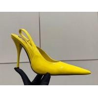Purchase Saint Laurent Deroche Heel Slingbacks Pump 10.5cm in Patent Leather Bright Yellow YSL121201 1212070