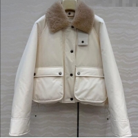 Best Price Loewe Down Jacket with Wool Neck LW122701 White 2025