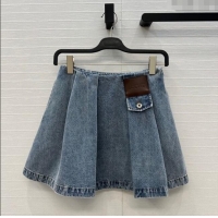 Top Grade Loewe Cotton Denim Mini Skirt LW122704 Blue 2025
