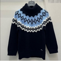 Best Price Prada Wool Cashmere Sweater PR122701 Black/Blue 2025