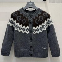 ​Famous Brand Prada Wool Cashmere Blend Cardigan PR122702 Grey 2025