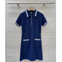 Unique Discount Chanel Cotton Cashmere Dress CH122704 Blue 2025