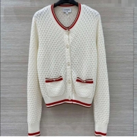 Top Grade Chanel Cotton Cashmere Cardigan CH122704 White 2025