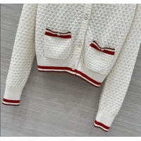 Top Grade Chanel Cotton Cashmere Cardigan CH122704 White 2025