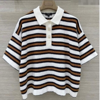 Big Discount Chanel Cotton Striped Polo T-Shirt CH122705 White 2025