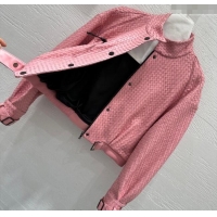 Reasonable Price Bottega Veneta Lambskin Leather Woven Jacket BV122701 Pink 2025