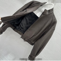 Promotional Bottega Veneta Lambskin Leather Woven Jacket BV122701 Brown 2025
