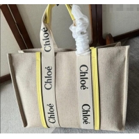 Super Quality Chloe Woody Canvas Large Tote Bag 6064 Yellow 2024