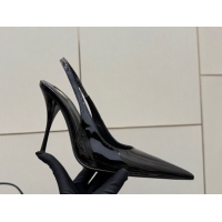 Best Price Saint Laurent Deroche Heel Slingbacks Pump 10.5cm in Patent Leather Black YSL121201 1212075