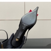 Grade Quality Saint Laurent DAKOTA Heel Slingbacks Pump 5.5cm in Satin Crepe with Square Rose Black/Red 1212082