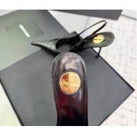 Fashion Saint Laurent AMALIA Heel Slingbacks Pump 11cm in Patent Leather Black 1212087