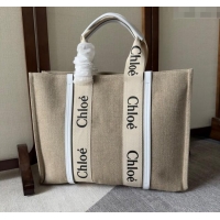 Good Quality Chloe Woody Canvas Large Tote Bag 6064 White 2024