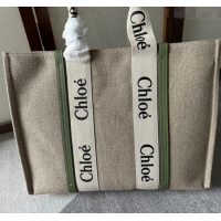 Unique Discount Chloe Woody Canvas Large Tote Bag 6064 Green 2024