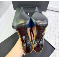 Top Grade Saint Laurent AMALIA Heel Slingbacks Pump 11cm in Patent Leather Blue 1212088