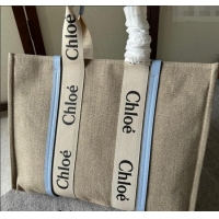 Top Grade Chloe Woody Canvas Large Tote Bag 6064 Pale Blue 2024