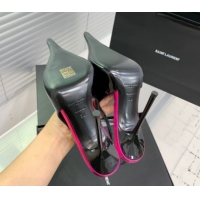 Unique Style Saint Laurent AMALIA Heel Slingbacks Pump 11cm in Patent Leather Black/Pink 1212089