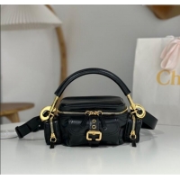 Famous Brand Chloe Small Camera Bag in Shiny Leather W0653 Black 2024