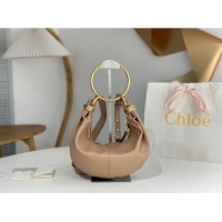 Big Discount Chloe Small Bracelet Hobo bag in Shiny Grained Calfskin C0504 Woodrose 2024