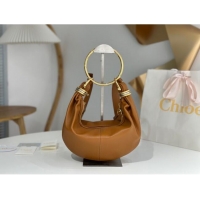 Top Grade Chloe Small Bracelet Hobo bag in Shiny Grained Calfskin C0504 Brown 2024