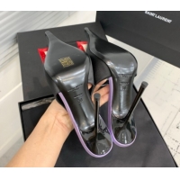 Durable Saint Laurent AMALIA Heel Slingbacks Pump 11cm in Satin Crepe with Square Rose Black/Red 1212095