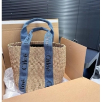 Good Quality Chloe Straw Basket Bag 0312 Khaki/Denim 2025
