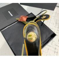 Good Looking Saint Laurent AMALIA Heel Slingbacks Pump 11cm in Satin Crepe with Square Rose Green 1212098