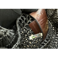 Luxury Cheap Chloe Summer Banana tote bag in raffia straw 1665 Black 2025